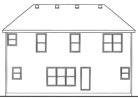 Traditional Rear Elevation of Plan 66692