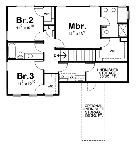 House Plan 66693 Second Level Plan