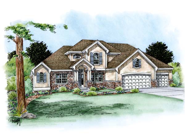Country, European Plan with 2772 Sq. Ft., 4 Bedrooms, 4 Bathrooms, 3 Car Garage Picture 4