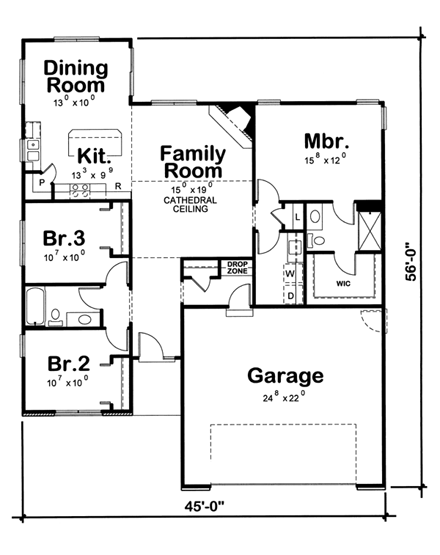 House Plan 66704 First Level Plan