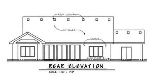 Country European Rear Elevation of Plan 66713