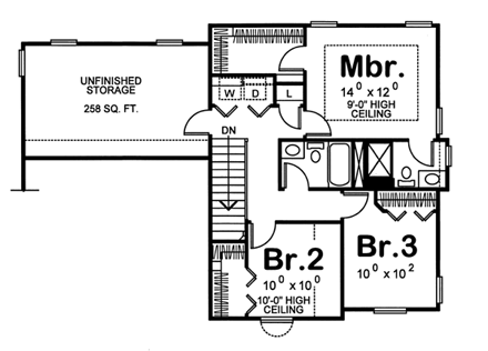 House Plan 66716 Second Level Plan