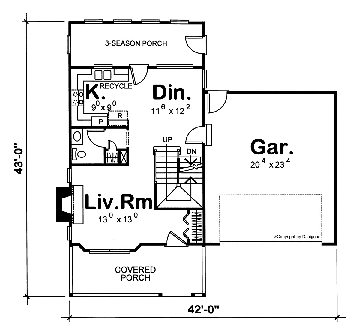 Farmhouse Level One of Plan 66718