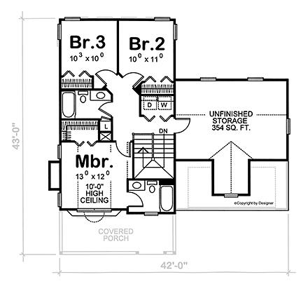 House Plan 66718 Second Level Plan