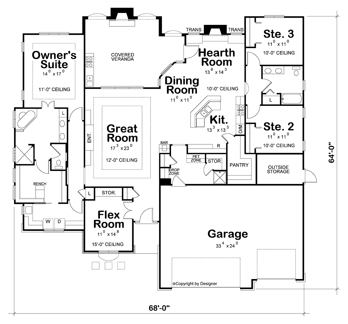 Contemporary European Southwest Level One of Plan 66723