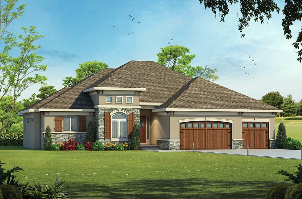 Contemporary, European, Southwest Plan with 2500 Sq. Ft., 3 Bedrooms, 2 Bathrooms, 3 Car Garage Picture 4