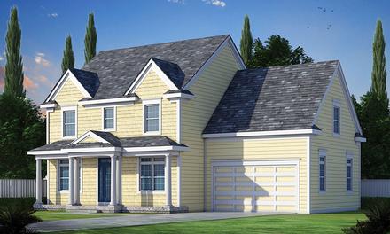 Colonial Farmhouse Southern Elevation of Plan 66732