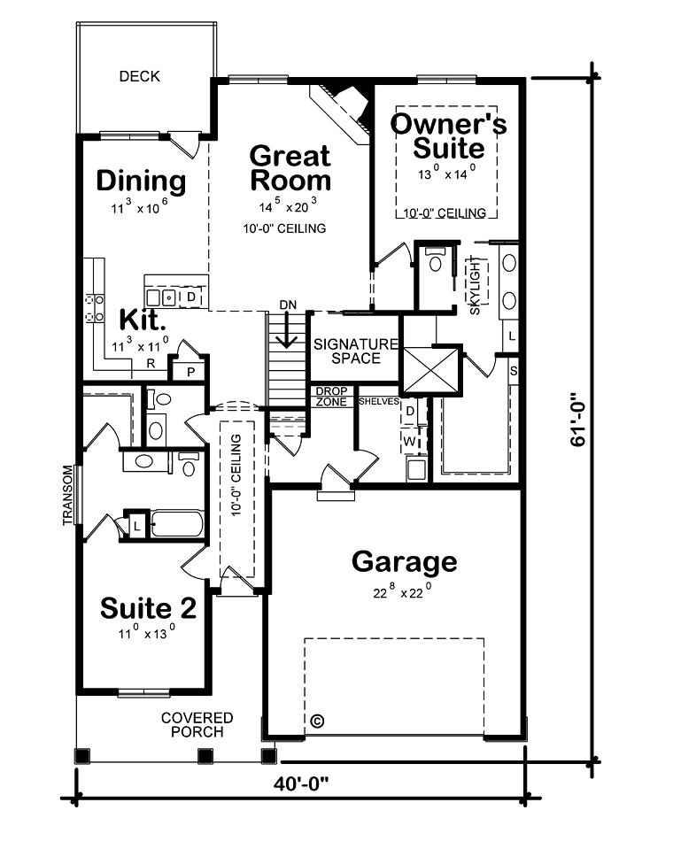 Cottage Country Craftsman Level One of Plan 66734