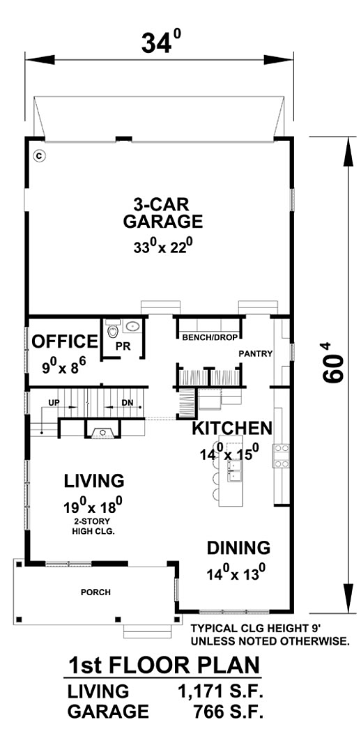 Contemporary Country Southern Level One of Plan 66738