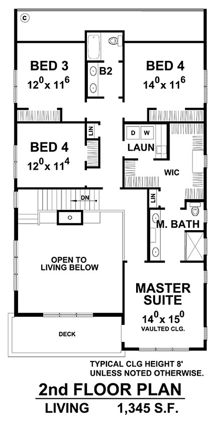 House Plan 66738 Second Level Plan