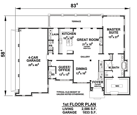 House Plan 66740 First Level Plan