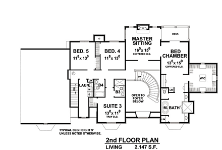 House Plan 66743 Second Level Plan