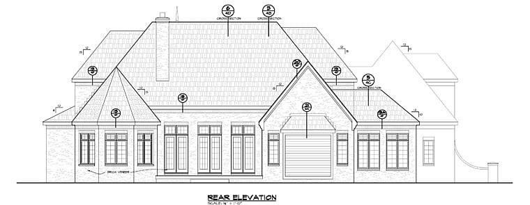 European French Country Rear Elevation of Plan 66744