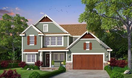 Country Craftsman Traditional Elevation of Plan 66746