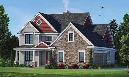 Country Craftsman Traditional Elevation of Plan 66750