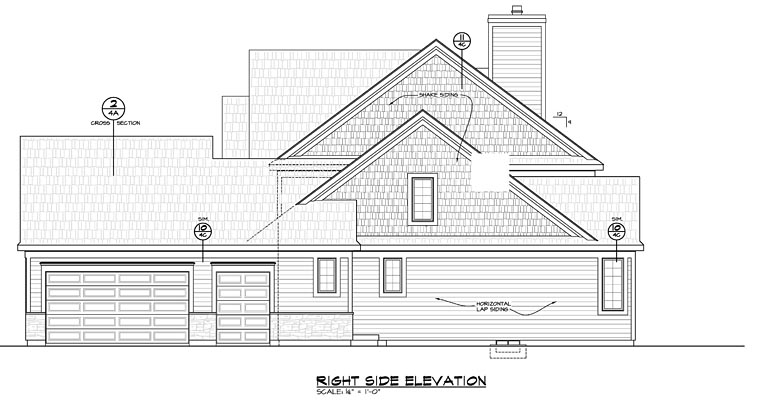 Country, Craftsman, Traditional Plan with 2721 Sq. Ft., 4 Bedrooms, 3 Bathrooms, 2 Car Garage Picture 3