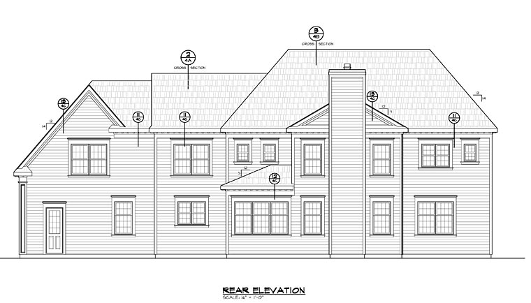 Colonial Southern Rear Elevation of Plan 66752