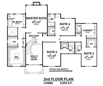 House Plan 66753 Second Level Plan
