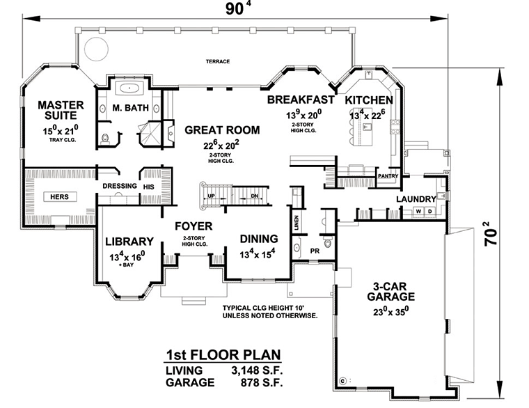 French Country Southern Traditional Level One of Plan 66755