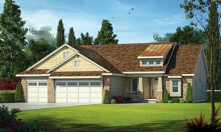 Country Craftsman Ranch Southern Traditional Elevation of Plan 66759