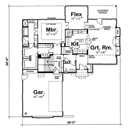 House Plan 66768 First Level Plan