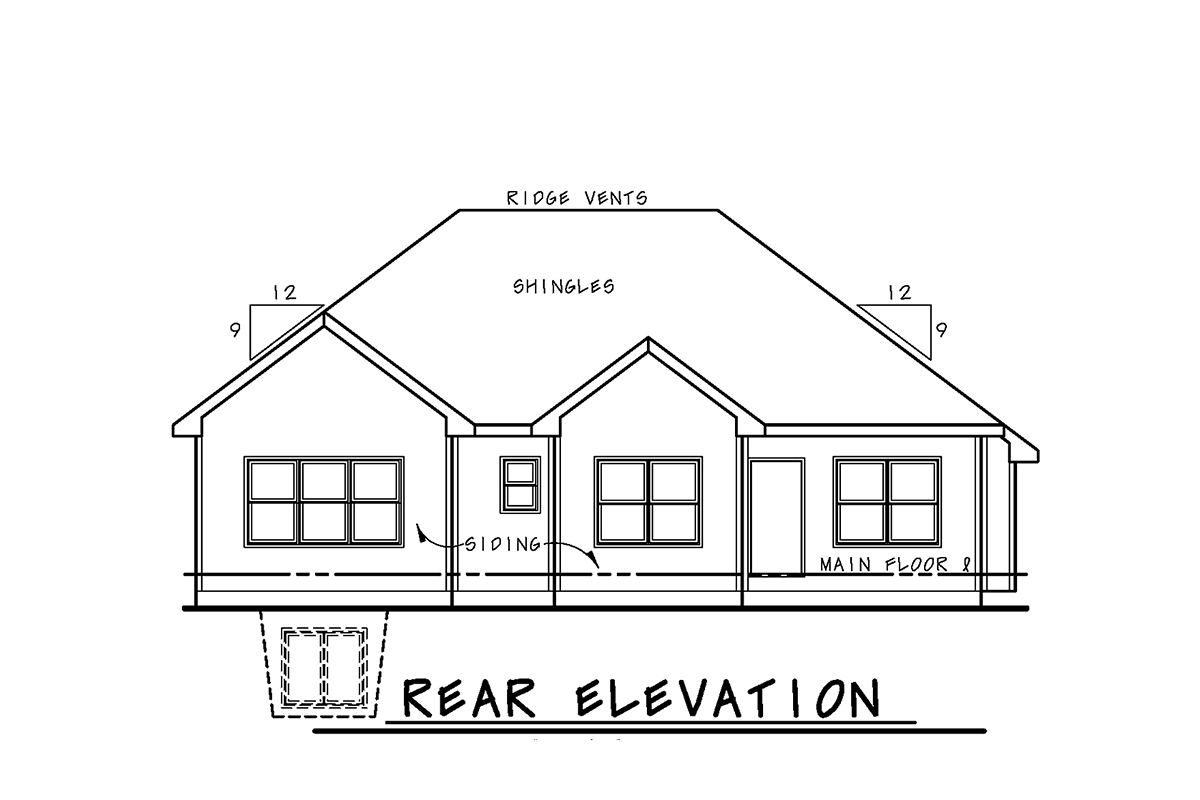 Craftsman European French Country Southern Rear Elevation of Plan 66775