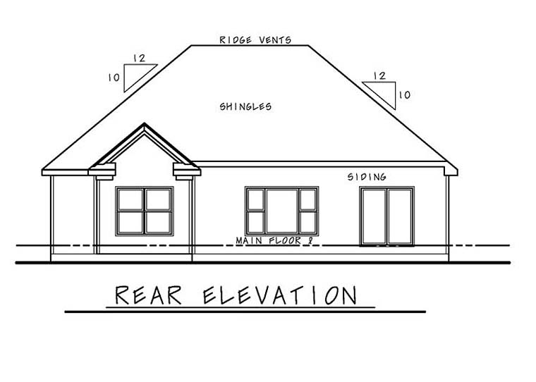 Cottage Country Southern Traditional Rear Elevation of Plan 66776