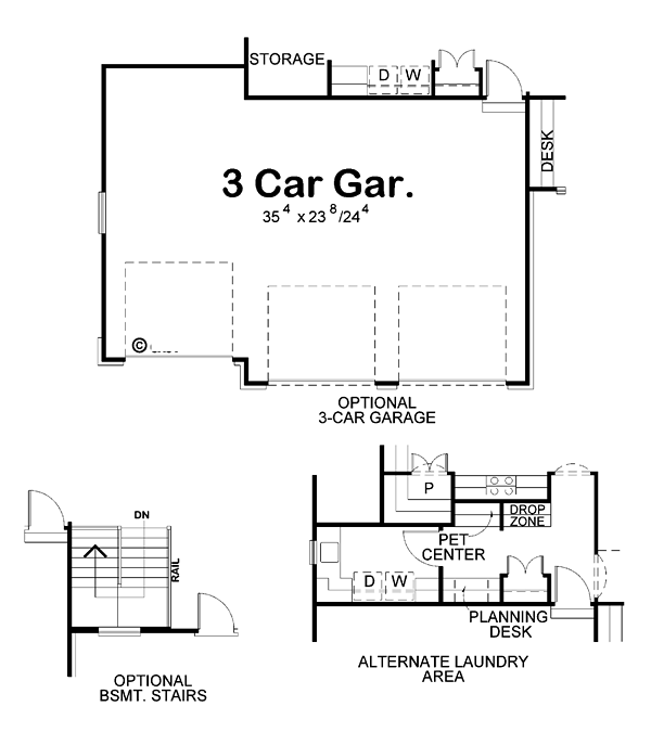 Cottage Craftsman Traditional Alternate Level One of Plan 66777