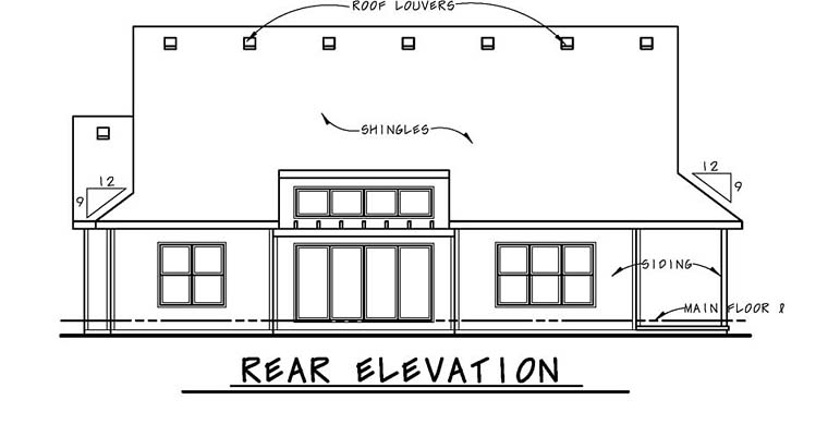 Cottage Craftsman Traditional Rear Elevation of Plan 66777