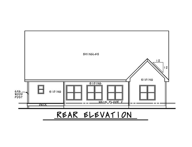 Cottage Country Craftsman Southern Traditional Rear Elevation of Plan 66782