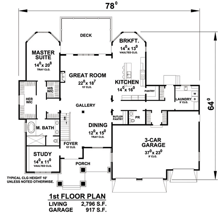 Country Craftsman Southern Level One of Plan 66785
