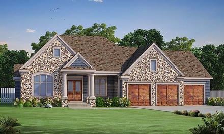 Country Craftsman Southern Elevation of Plan 66785