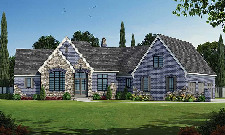 French Country, Traditional Plan with 3942 Sq. Ft., 4 Bedrooms, 4 Bathrooms, 3 Car Garage Elevation