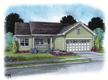 Country Ranch Traditional Elevation of Plan 66789