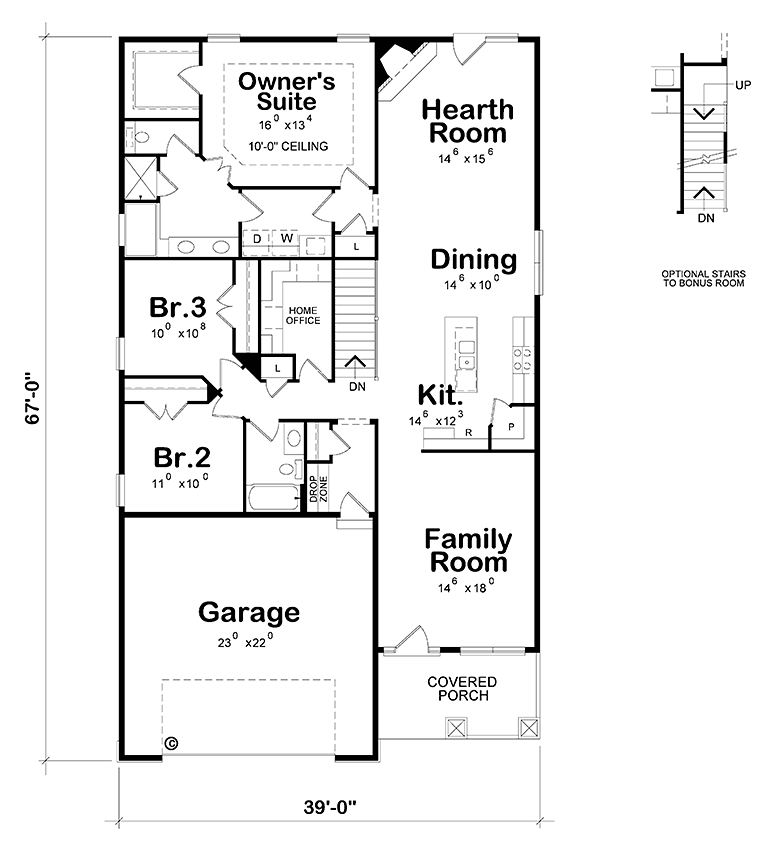 Cottage Craftsman Traditional Level One of Plan 66792
