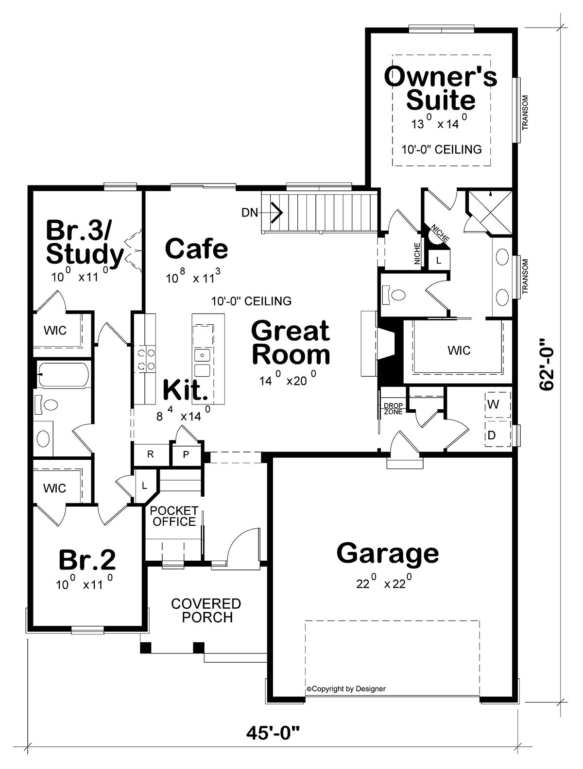 Ranch Traditional Level One of Plan 66793