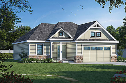 Ranch Traditional Elevation of Plan 66793