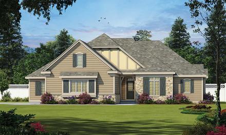Cottage Craftsman French Country Tudor Elevation of Plan 66797