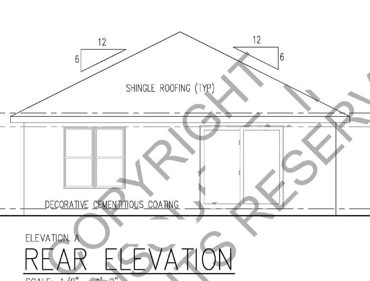 Florida Rear Elevation of Plan 66800