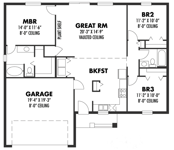 Cottage Craftsman Florida Ranch Traditional Level One of Plan 66805