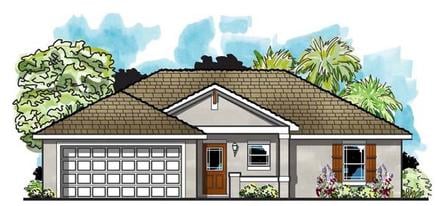 Cottage Craftsman Florida Ranch Traditional Elevation of Plan 66805