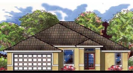 Contemporary Florida Traditional Elevation of Plan 66822