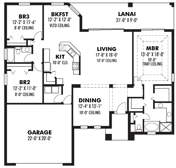 Florida Ranch Traditional Level One of Plan 66834