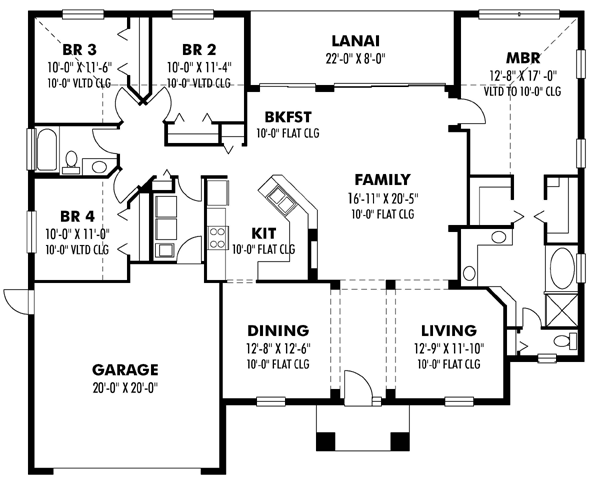Florida Ranch Traditional Level One of Plan 66841