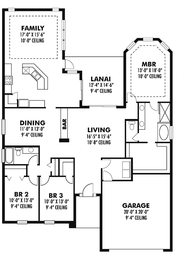 Florida Ranch Traditional Level One of Plan 66853