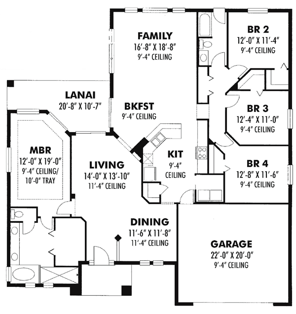 Contemporary Florida Ranch Level One of Plan 66858