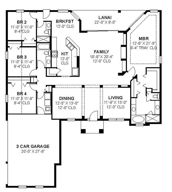 Contemporary Florida Traditional Level One of Plan 66859