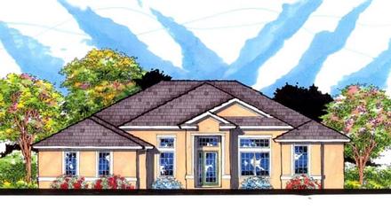 Contemporary Florida Traditional Elevation of Plan 66859