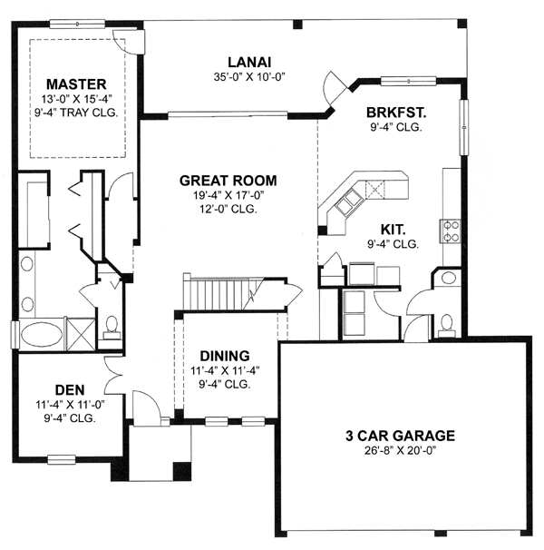 Contemporary Florida Traditional Level One of Plan 66860