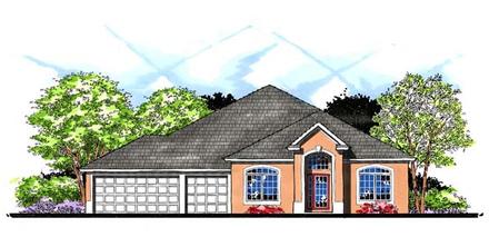 Contemporary Florida Ranch Traditional Elevation of Plan 66861